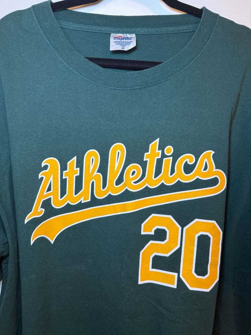 Vintage Majestic Oakland Athletics Huston Street #20 Green MLB T-Shirt Men's 2XL